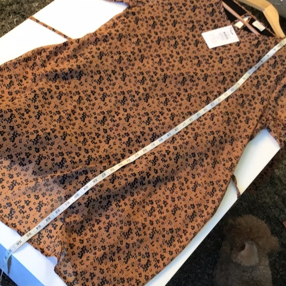 NWT JDY jennifer chiffon sleeve skater dress in brown, US 10 - Picture 13 of 13